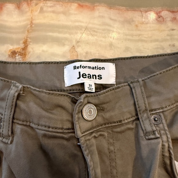 Reformation Women Wide Leg Jeans Brown Baggy Loose Denim Raw Hem 5-Pockets 31 - Picture 3 of 6